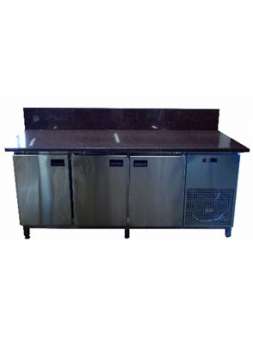 Холодильний стіл з бортом 1860х700х850 (3 двері) гранітна стільниця